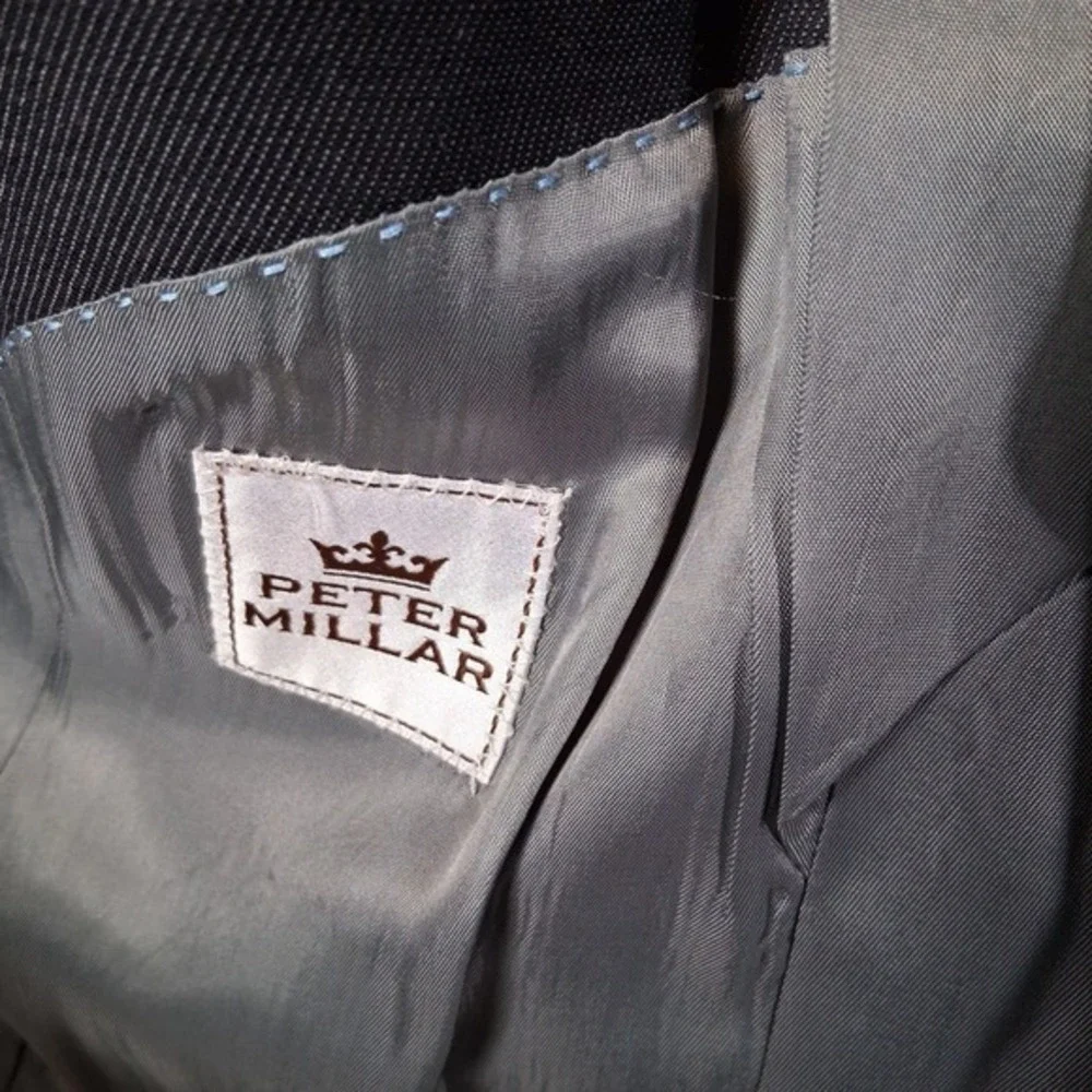 Peter Millar Blazer 42R Charcoal Gray 2 Button Front Suit Jaket Sport Coat